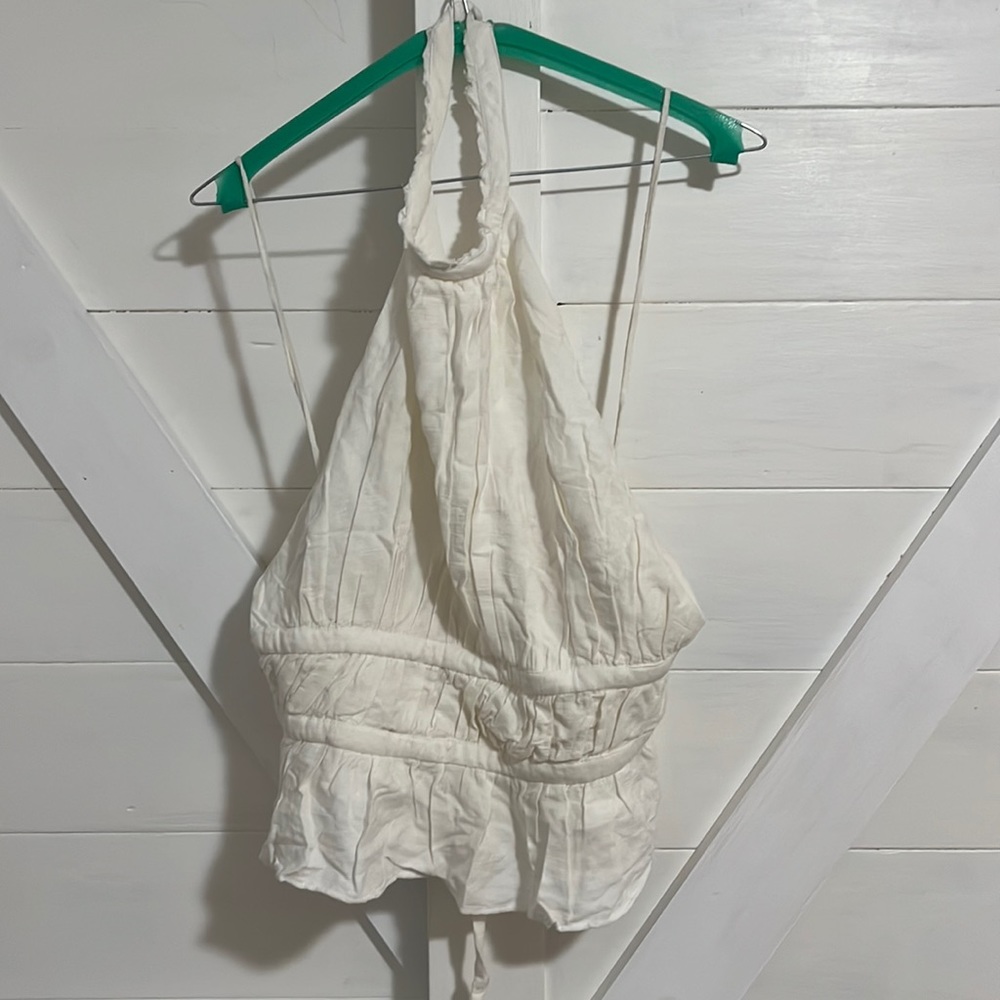 NWT Free People white tie-back top